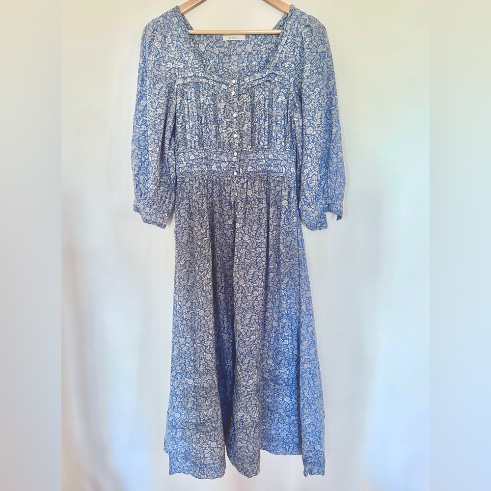 Doên Minta Dress in Blue Garden Bloom with Puff Sleeves Prairie XS